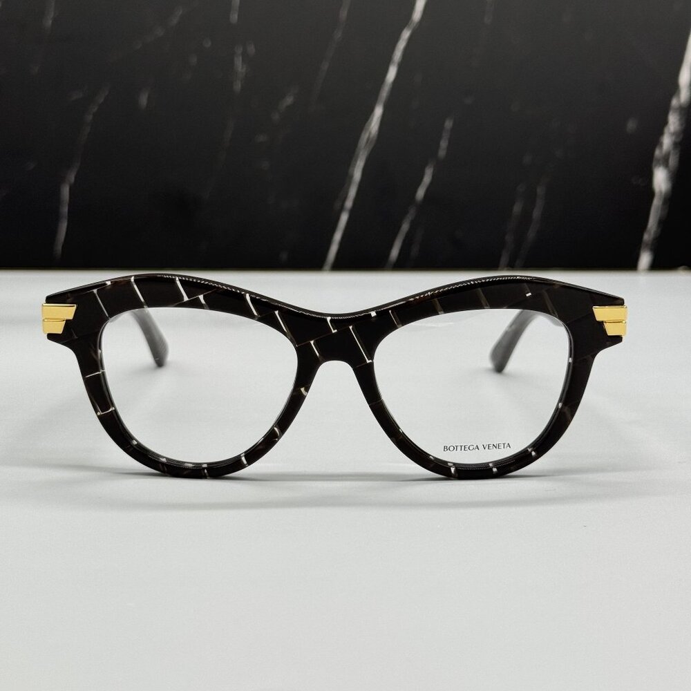NEW BOTTEGA VENETA BV1105O 003 CAT EYE HAVANA/WHITE WOMEN EYEGLASSES